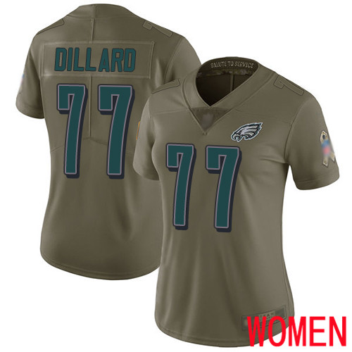 Women Philadelphia Eagles #77 Andre Dillard Limited Olive 2017 Salute to Service Football NFL Jersey
